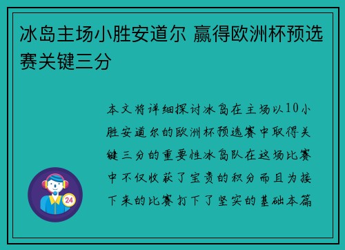 冰岛主场小胜安道尔 赢得欧洲杯预选赛关键三分